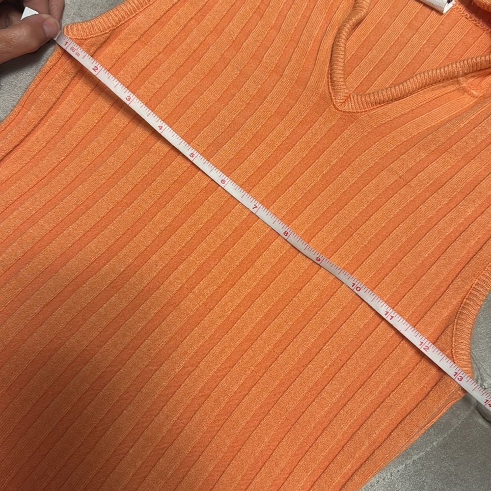 Orange Ribbed Sleeveless Top - Picture 7 of 8